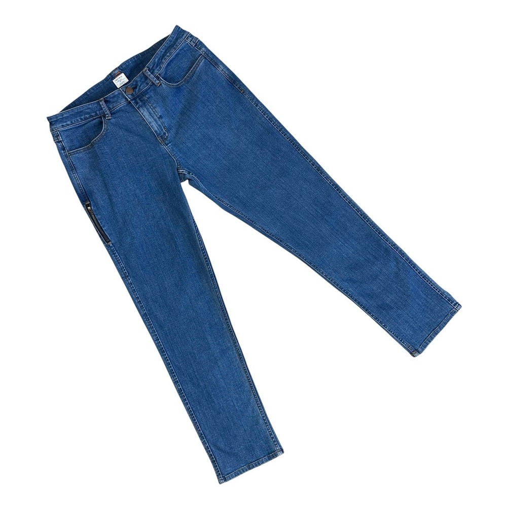 Ripton & Co Jeans Biker Moto Riding Men 35x32 Indigo Blue Denim Stretch Mid Rise